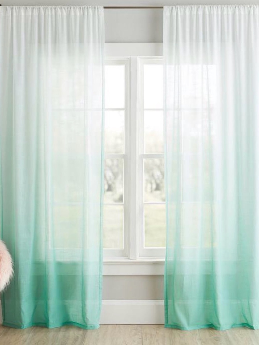 Pottery Barn Teen Ombre qty:3 Sheer Curtain Panel, 44x 96", Light Pool